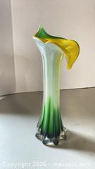 MaxSold Auction: Art Glass Vase, Green & Yellow Opaque, 11–12 in Tall - Lakeshore (Ontario, Canada) PARTNER MANAGED Downsizing Online Auction - County Road 42