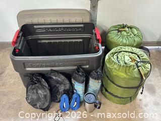 MaxSold Auction: Camping/Outdoor Gear Set with Sleeping Bags and Heated Travel Mug - Lakeshore (Ontario, Canada) PARTNER MANAGED Downsizing Online Auction - County Road 42