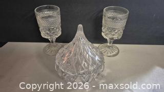 MaxSold Auction: Clear Glass/Crystal Goblets (2) & Covered Candy Dish - Lakeshore (Ontario, Canada) PARTNER MANAGED Downsizing Online Auction - County Road 42