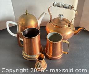 MaxSold Auction: Copper-Tone Kettle, Ceramic Teapot & Assorted Copper Drinkware - Lakeshore (Ontario, Canada) PARTNER MANAGED Downsizing Online Auction - County Road 42