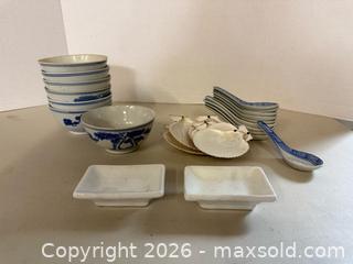 MaxSold Auction: Cordon Bleu Porcelain Blue & White Bowls, Spoons, Sauce Dishes - Lakeshore (Ontario, Canada) PARTNER MANAGED Downsizing Online Auction - County Road 42