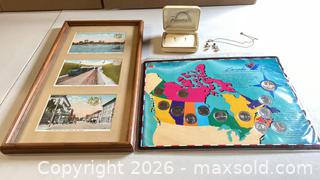 MaxSold Auction: Framed Vintage Windsor Postcards Triptych, Canada 125 Coin Set & Jewelry - Lakeshore (Ontario, Canada) PARTNER MANAGED Downsizing Online Auction - County Road 42