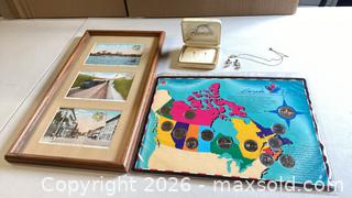 MaxSold Auction: Framed Vintage Windsor Postcards Triptych, Canada 125 Coin Set & Jewelry - Lakeshore (Ontario, Canada) PARTNER MANAGED Downsizing Online Auction - County Road 42
