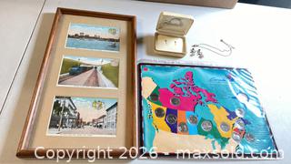 MaxSold Auction: Framed Vintage Windsor Postcards Triptych, Canada 125 Coin Set & Jewelry - Lakeshore (Ontario, Canada) PARTNER MANAGED Downsizing Online Auction - County Road 42