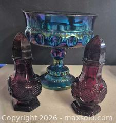 MaxSold Auction: Iridescent Blue Compote & Avon Ruby Red Salt & Pepper Shakers - Lakeshore (Ontario, Canada) PARTNER MANAGED Downsizing Online Auction - County Road 42