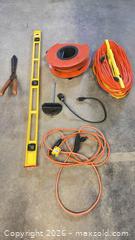 MaxSold Auction: Lot: hand shears, level, extension cords, cord reel & miter gauge - Lakeshore (Ontario, Canada) PARTNER MANAGED Downsizing Online Auction - County Road 42