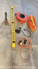 MaxSold Auction: Lot: hand shears, level, extension cords, cord reel & miter gauge - Lakeshore (Ontario, Canada) PARTNER MANAGED Downsizing Online Auction - County Road 42