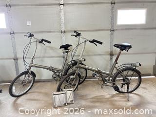MaxSold Auction: Lot of 2 Silver/Gray Folding Bikes, 6-Speed, ~20" Wheels - Lakeshore (Ontario, Canada) PARTNER MANAGED Downsizing Online Auction - County Road 42