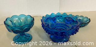 MaxSold Auction: Lot of 3 Cobalt Blue Glass Footed Divided Candy Dishes - Lakeshore (Ontario, Canada) PARTNER MANAGED Downsizing Online Auction - County Road 42