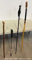 MaxSold Auction: Lot of 4 Mixed Walking Canes & Hiking Poles, Wood and Metal - Lakeshore (Ontario, Canada) PARTNER MANAGED Downsizing Online Auction - County Road 42