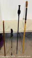 MaxSold Auction: Lot of 4 Mixed Walking Canes & Hiking Poles, Wood and Metal - Lakeshore (Ontario, Canada) PARTNER MANAGED Downsizing Online Auction - County Road 42
