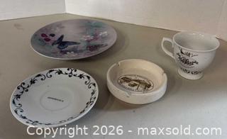 MaxSold Auction: Lot of 4 Porcelain Collectibles: Plate, Saucer, Mug, Ashtray - Lakeshore (Ontario, Canada) PARTNER MANAGED Downsizing Online Auction - County Road 42