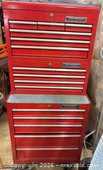 MaxSold Auction: Mastercraft Red Steel Rolling Tool Chest  - Lakeshore (Ontario, Canada) PARTNER MANAGED Downsizing Online Auction - County Road 42