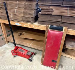 MaxSold Auction: Mechanic's Creeper and Hydraulic Floor Jack, Wood & Steel - Lakeshore (Ontario, Canada) PARTNER MANAGED Downsizing Online Auction - County Road 42