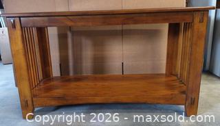 MaxSold Auction: Mission/Craftsman Wood Console Table with Glass Insets - Lakeshore (Ontario, Canada) PARTNER MANAGED Downsizing Online Auction - County Road 42