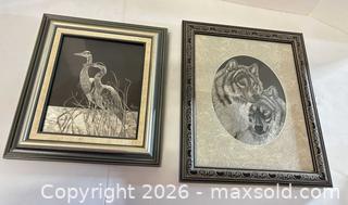 MaxSold Auction: Scratchboard Framed Artwork — Wolves & Herons - Lakeshore (Ontario, Canada) PARTNER MANAGED Downsizing Online Auction - County Road 42