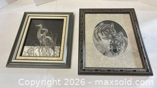 MaxSold Auction: Scratchboard Framed Artwork — Wolves & Herons - Lakeshore (Ontario, Canada) PARTNER MANAGED Downsizing Online Auction - County Road 42
