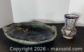 MaxSold Auction: Signed Mid-Century Stoneware Vase & Platter - Lakeshore (Ontario, Canada) PARTNER MANAGED Downsizing Online Auction - County Road 42