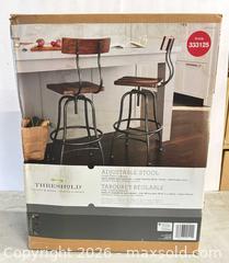 MaxSold Auction: Threshold Adjustable Counter Stool, Chestnut Wood Seat, Black Frame - Lakeshore (Ontario, Canada) PARTNER MANAGED Downsizing Online Auction - County Road 42