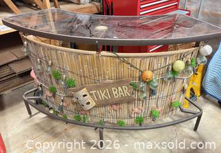 MaxSold Auction: Tiki Bar with Bamboo Skirting, Glass/Acrylic Top & Shelves - Lakeshore (Ontario, Canada) PARTNER MANAGED Downsizing Online Auction - County Road 42
