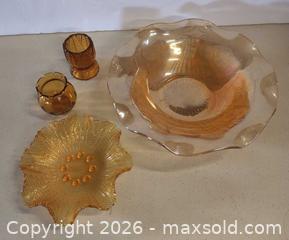 MaxSold Auction: Vintage Amber Glass Ruffled Edge Bowls, Lot of 4 - Lakeshore (Ontario, Canada) PARTNER MANAGED Downsizing Online Auction - County Road 42