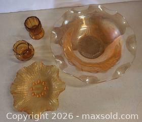 MaxSold Auction: Vintage Amber Glass Ruffled Edge Bowls, Lot of 4 - Lakeshore (Ontario, Canada) PARTNER MANAGED Downsizing Online Auction - County Road 42