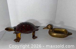 MaxSold Auction: Vintage Brass Turtle Figurine and Duck Ashtray Lot - Lakeshore (Ontario, Canada) PARTNER MANAGED Downsizing Online Auction - County Road 42