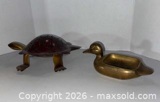 MaxSold Auction: Vintage Brass Turtle Figurine and Duck Ashtray Lot - Lakeshore (Ontario, Canada) PARTNER MANAGED Downsizing Online Auction - County Road 42