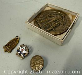 MaxSold Auction: Vintage Bronze & Brass Military and Academic Pin Set, 4 pcs - Lakeshore (Ontario, Canada) PARTNER MANAGED Downsizing Online Auction - County Road 42