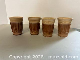 MaxSold Auction: Vintage mid-century brown and cream glass tumblers, set of 4 - Lakeshore (Ontario, Canada) PARTNER MANAGED Downsizing Online Auction - County Road 42