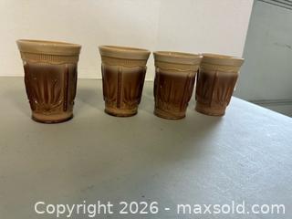 MaxSold Auction: Vintage mid-century brown and cream glass tumblers, set of 4 - Lakeshore (Ontario, Canada) PARTNER MANAGED Downsizing Online Auction - County Road 42