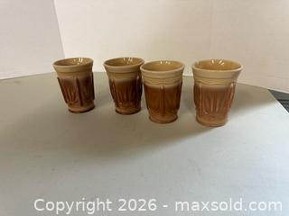 MaxSold Auction: Vintage mid-century brown and cream glass tumblers, set of 4 - Lakeshore (Ontario, Canada) PARTNER MANAGED Downsizing Online Auction - County Road 42