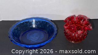 MaxSold Auction: Vintage Shirley Temple Cobalt & Cranberry Glass Ruffled Bowl - Lakeshore (Ontario, Canada) PARTNER MANAGED Downsizing Online Auction - County Road 42