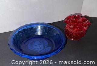 MaxSold Auction: Vintage Shirley Temple Cobalt & Cranberry Glass Ruffled Bowl - Lakeshore (Ontario, Canada) PARTNER MANAGED Downsizing Online Auction - County Road 42