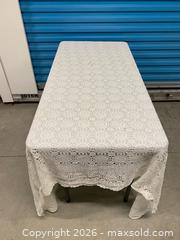 MaxSold Auction: Vintage Crochet Lace Tablecloth ~48 x 30 in - Vancouver (British Columbia, Canada) SELLER MANAGED Reseller Online Auction - E 7th Avenue (STORAGE)