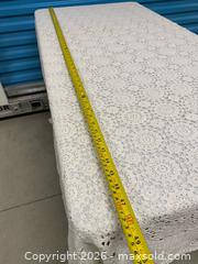 MaxSold Auction: Vintage Crochet Lace Tablecloth ~48 x 30 in - Vancouver (British Columbia, Canada) SELLER MANAGED Reseller Online Auction - E 7th Avenue (STORAGE)