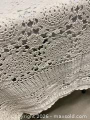 MaxSold Auction: Vintage Crochet Lace Tablecloth ~48 x 30 in - Vancouver (British Columbia, Canada) SELLER MANAGED Reseller Online Auction - E 7th Avenue (STORAGE)