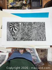 MaxSold Auction: Original Ruth leaf green woodblock print “Dream Entropy” Unsigned - Concord (California, USA) SELLER MANAGED Estate Sale Online Auction - Landana Drive