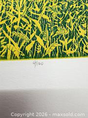 MaxSold Auction: Original Ruth leaf green woodblock print “Field and Sky” 9/100  - Concord (California, USA) SELLER MANAGED Estate Sale Online Auction - Landana Drive