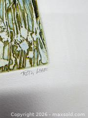 MaxSold Auction: Original Ruth leaf green woodblock print “Reflections” artist proof - Concord (California, USA) SELLER MANAGED Estate Sale Online Auction - Landana Drive