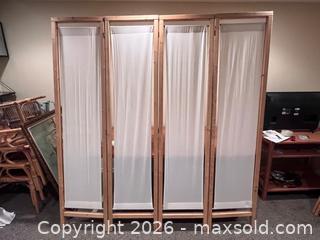 MaxSold Auction: 4-Panel Wood Folding Room Divider Screen with White Fabric Panels - Oshawa (Ontario, Canada) SELLER MANAGED Estate Sale Online Auction - Salisbury Street