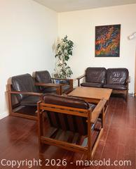 MaxSold Auction: Solid Teak MCM Living Room Set with Leather Cushions – 5 Pieces - Oshawa (Ontario, Canada) SELLER MANAGED Estate Sale Online Auction - Salisbury Street