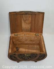 MaxSold Auction: Vintage Chinese Hand-Carved Wooden Barrel-Top Trinket Box - Oshawa (Ontario, Canada) SELLER MANAGED Estate Sale Online Auction - Salisbury Street