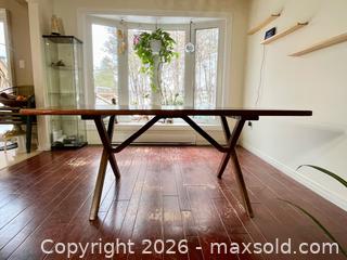 MaxSold Auction: Vintage Solid Wood MCM Dining Table with Sculptural X-Base - Oshawa (Ontario, Canada) SELLER MANAGED Estate Sale Online Auction - Salisbury Street