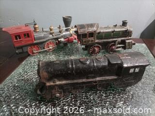 MaxSold Auction: Lot of Three Toy Train Locomotives - Tin, Die-cast & Plastic - Township Of Brock (Ontario, Canada) SELLER MANAGED Downsizing Online Auction - Beechwood Avenue