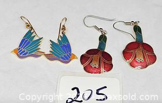 MaxSold Auction: 2 Pairs of Enamel Cloisonne earrings. 1 signed Laurel Burch - Hatboro (Pennsylvania, USA) PARTNER MANAGED Estate Sale Online Auction - Jacksonville Road