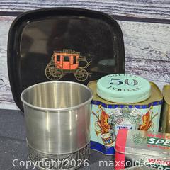 MaxSold Auction: Assorted Collectible Tins, Metal Tankards & Stone Display Pieces Mother of Pearl Reticulated Fish Bottle Opener - Hatboro (Pennsylvania, USA) PARTNER MANAGED Estate Sale Online Auction - Jacksonville Road