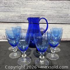 MaxSold Auction: Cobalt Blue Glass Pitcher and 8 Goblets, Vintage Set - Hatboro (Pennsylvania, USA) PARTNER MANAGED Estate Sale Online Auction - Jacksonville Road