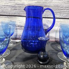MaxSold Auction: Cobalt Blue Glass Pitcher and 8 Goblets, Vintage Set - Hatboro (Pennsylvania, USA) PARTNER MANAGED Estate Sale Online Auction - Jacksonville Road