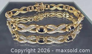 MaxSold Auction: Goldtone dark blue stone tennis style bracelet  - Hatboro (Pennsylvania, USA) PARTNER MANAGED Estate Sale Online Auction - Jacksonville Road